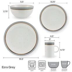 Ezra Grey 16 Piece Dinnerware Set, Service For 4 21 Ezra Grey 16 Piece Dinnerware Set, Service For 4 -Famous Tableware Store ezra grey 16 piece dinnerware set service for 4 5287908 10