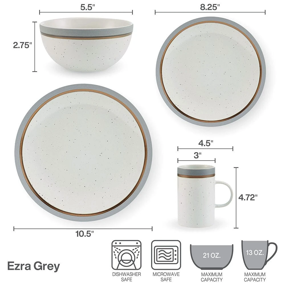 Ezra Grey 16 Piece Dinnerware Set, Service For 4 12 Ezra Grey 16 Piece Dinnerware Set, Service For 4 - Image 10