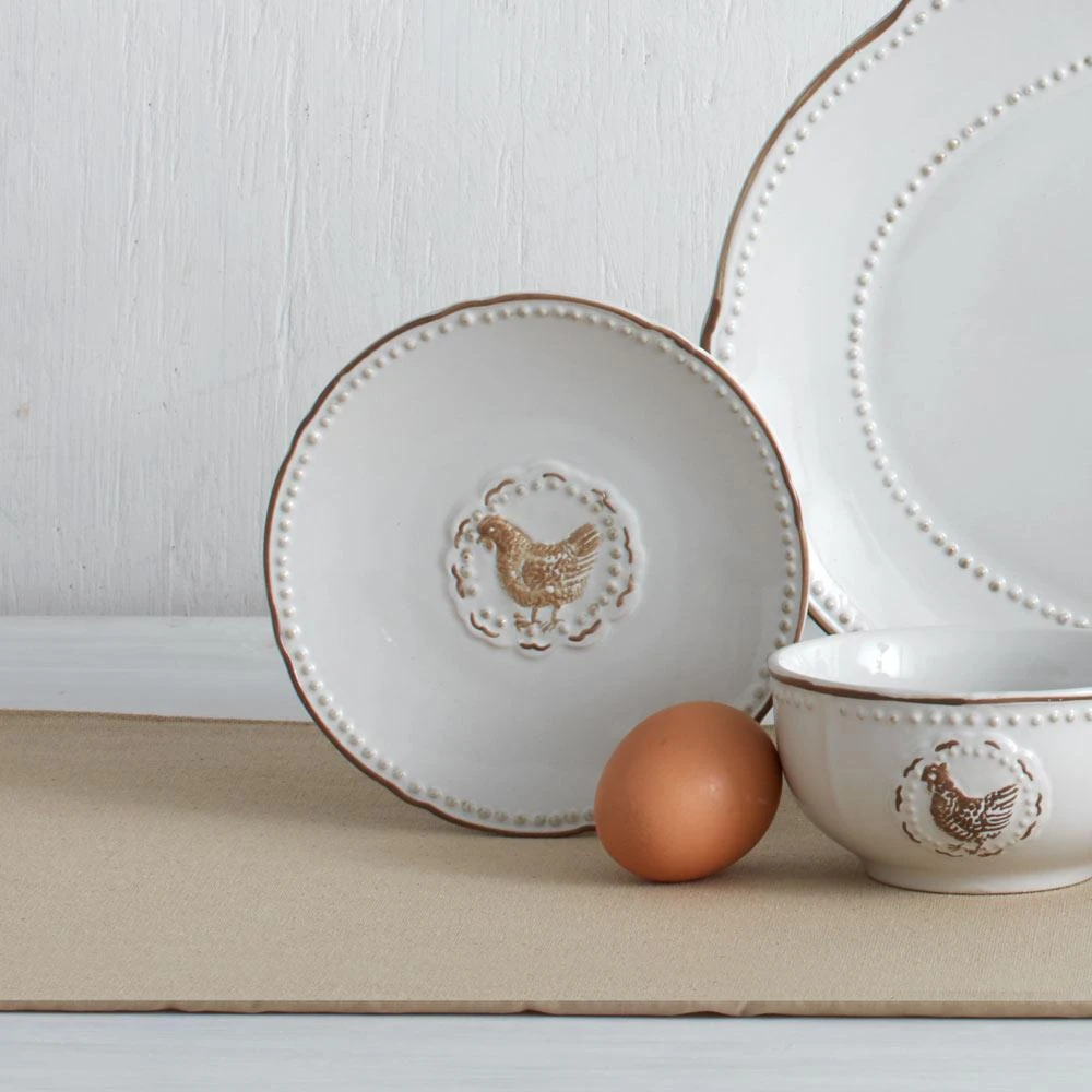 Farmhouse Hen Set Of 4 Appetizer Plates 4 Farmhouse Hen Set Of 4 Appetizer Plates - Image 2