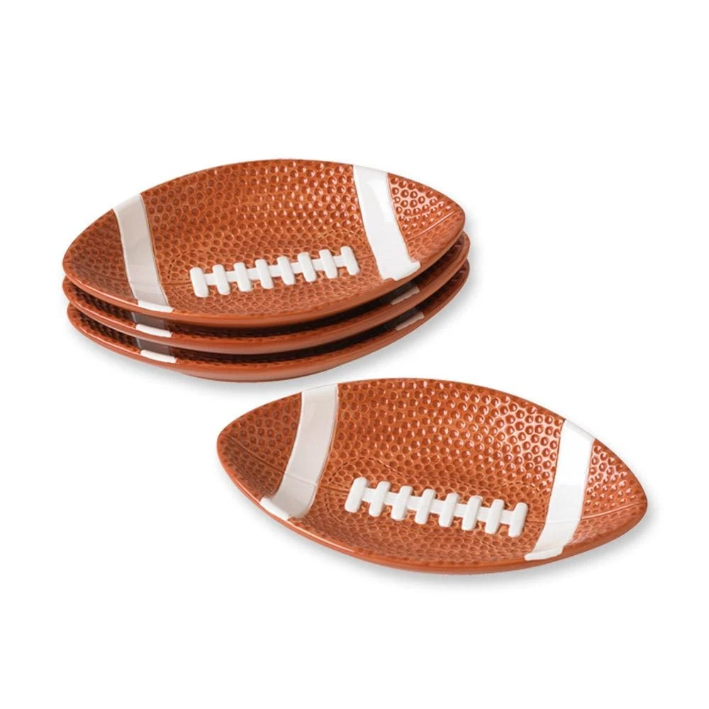 Football Shaped Plates, Set Of 4 3 Football Shaped Plates, Set Of 4
