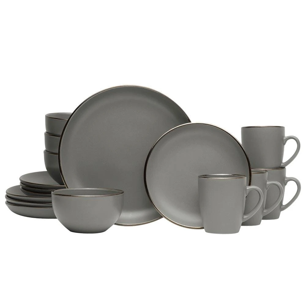 Hadlee Grey 16 Piece Dinnerware Set, Service For 4 3 Hadlee Grey 16 Piece Dinnerware Set, Service For 4