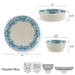 Hayden Blue 12 Piece Dinnerware Set, Service For 4 -Famous Tableware Store hayden blue 12 piece dinnerware set service for 4 5287915 9