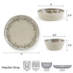 Hayden Grey 12 Piece Dinnerware Set, Service For 4 -Famous Tableware Store hayden grey 12 piece dinnerware set service for 4 5287913 9