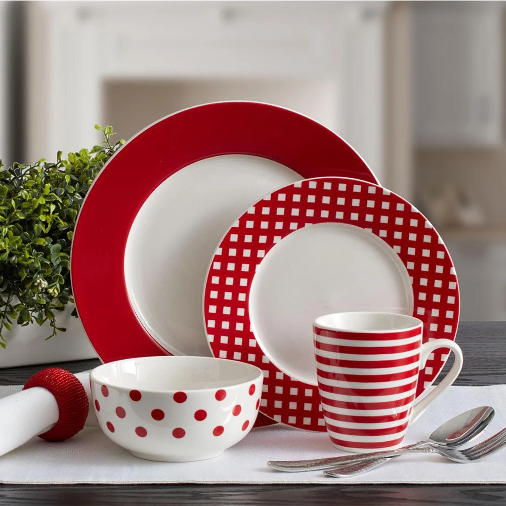 Kenna Red 16 Piece Dinnerware Set, Service For 4 4 Kenna Red 16 Piece Dinnerware Set, Service For 4 - Image 2