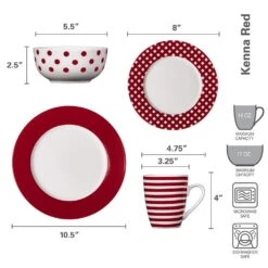 Kenna Red 16 Piece Dinnerware Set, Service For 4 7 Kenna Red 16 Piece Dinnerware Set, Service For 4 -Famous Tableware Store kenna red 16 piece dinnerware set service for 4 5233527 3