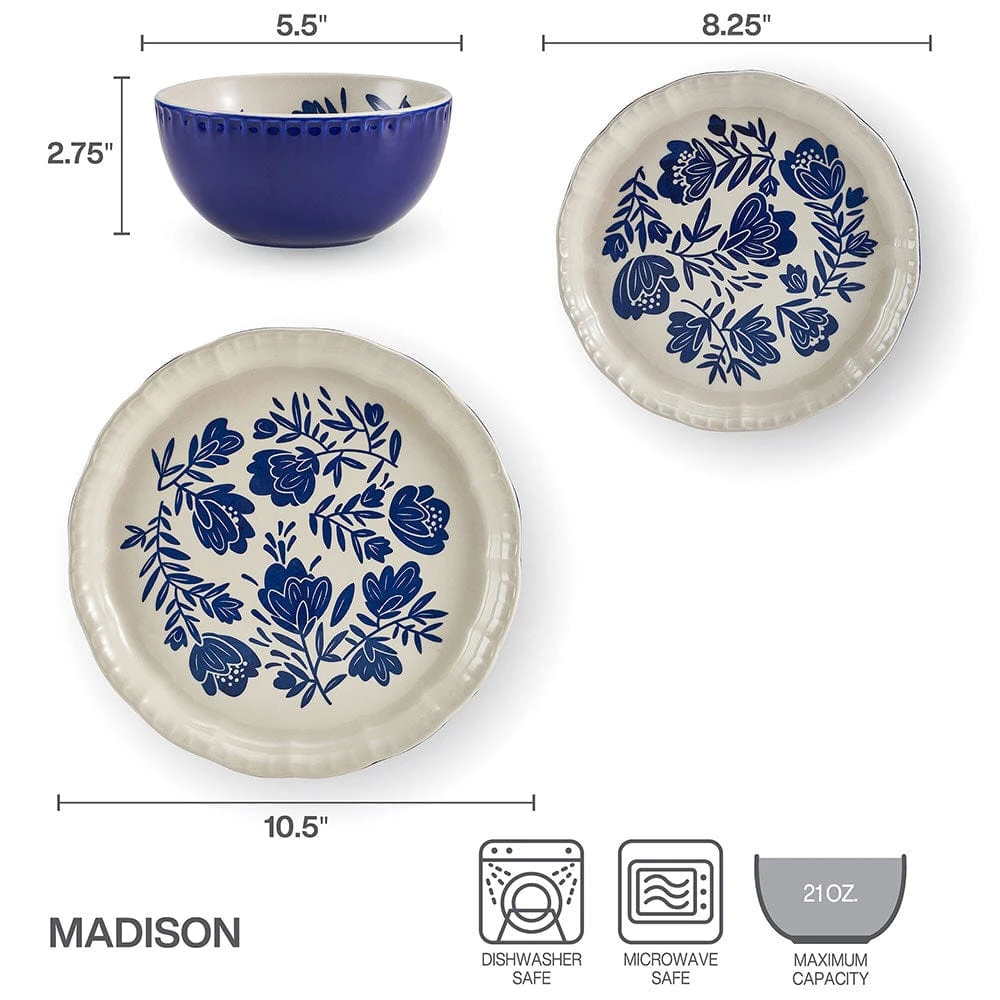Madison 12 Piece Dinnerware Set, Service For 4 7 Madison 12 Piece Dinnerware Set, Service For 4 - Image 5