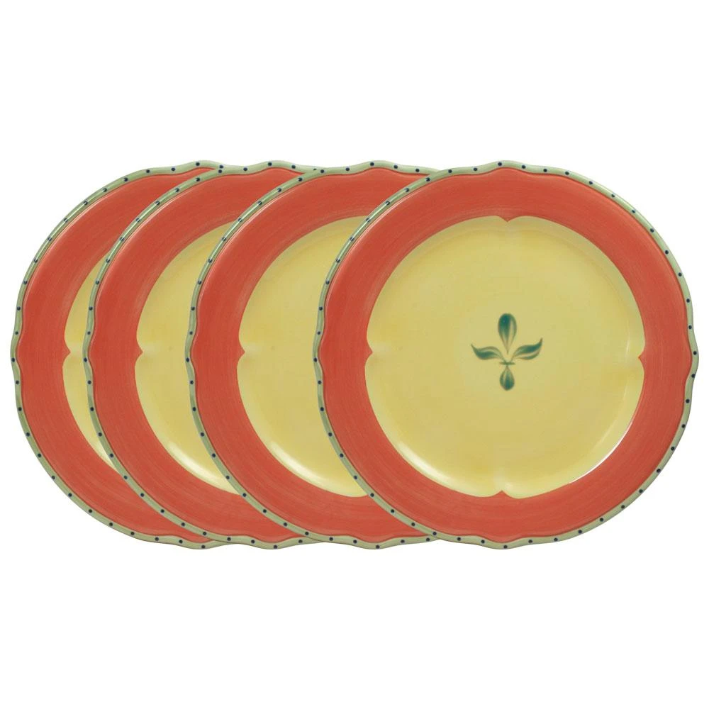 Pistoulet® Set Of 4 Dinner Plates With Red Band 3 Pistoulet® Set Of 4 Dinner Plates With Red Band