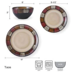 Taos 24 Piece Dinnerware Set, Service For 8 -Famous Tableware Store taos 24 piece dinnerware set service for 8 5291981 9