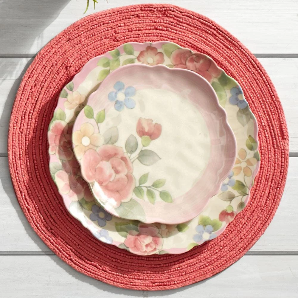 Tea Rose Set Of 4 Outdoor Melamine Salad Plates 4 Tea Rose Set Of 4 Outdoor Melamine Salad Plates - Image 2