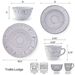 Trellis Lodge White 16 Piece Dinnerware Set, Service For 4 -Famous Tableware Store trellis lodge white 16 piece dinnerware set service for 4 5291367 10