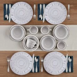 Trellis Lodge White 16 Piece Dinnerware Set, Service For 4 -Famous Tableware Store trellis lodge white 16 piece dinnerware set service for 4 5291367 3