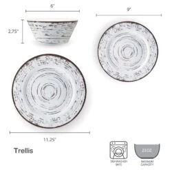Trellis White 12 Piece Outdoor Melamine Dinnerware Set, Service For 4 15 Trellis White 12 Piece Outdoor Melamine Dinnerware Set, Service For 4 -Famous Tableware Store trellis white 12 piece melamine dinnerware set service for 4 5302581 5